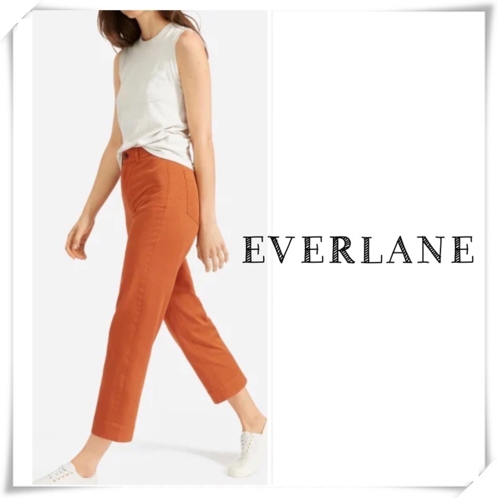EVERLANE The Lightweight Straight-Leg Crop Pants In Orange Size 8
